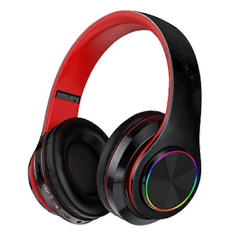 Bluetooth Headphones with LED Lights, Foldable Over Ear Wireless Headset with Mic, 5 in 1 Functionality