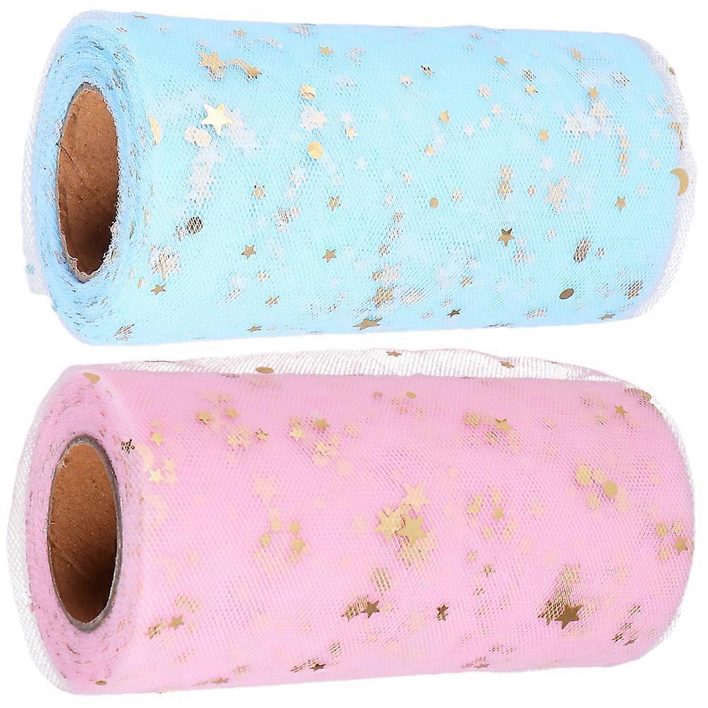 Assorted Color Tulle Fabric Rolls with Star Sequins for Wedding Use 6Pcs