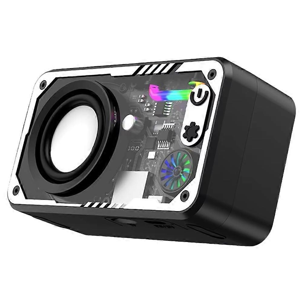 Portable Intelligent Mini Speaker Bluetooth 5.3, Transparent Mecha, LED Colorful Light, TypeC Charging, Black