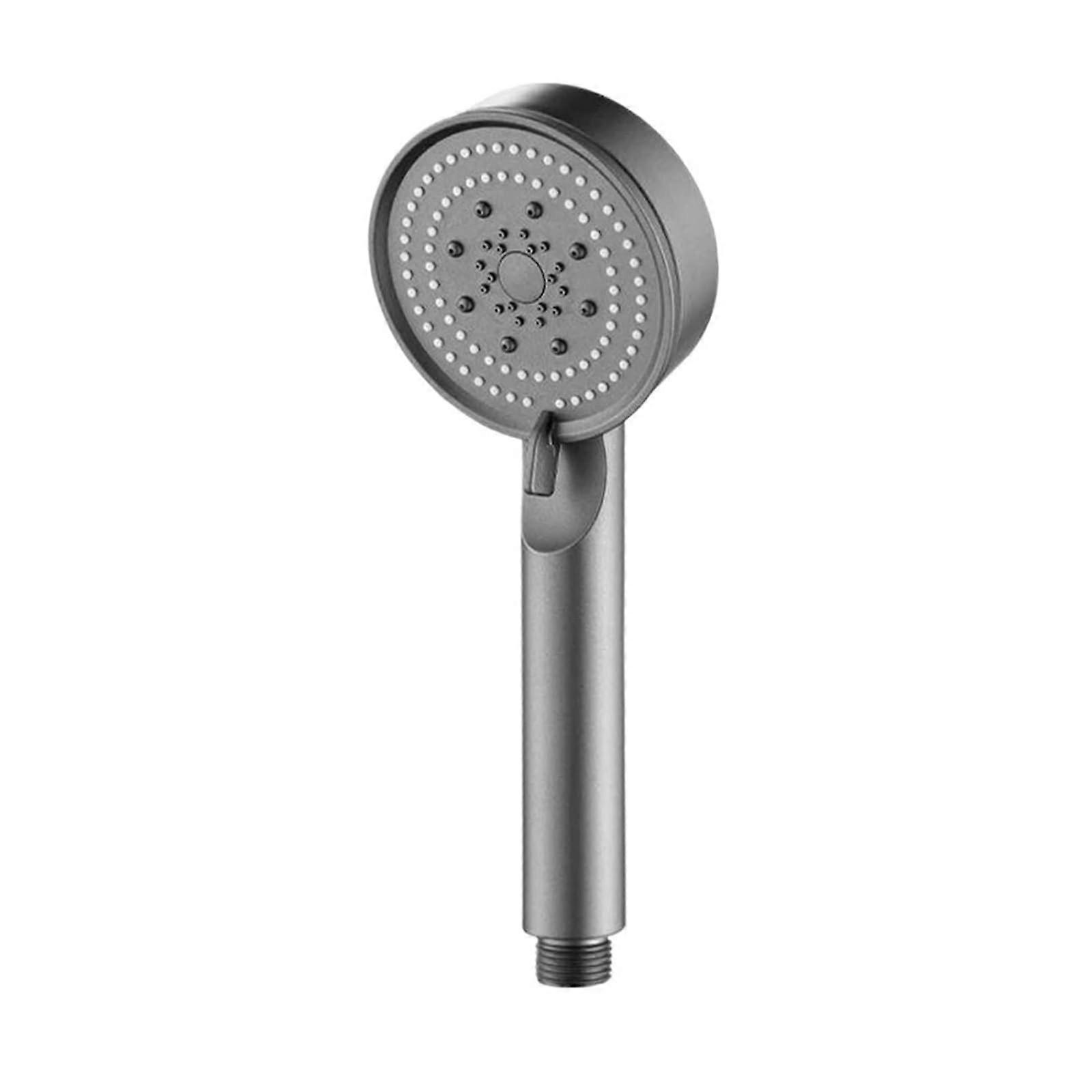 Pressure Handheld Shower Head Large Panel 5 Spray Modes Water Saving OneKey Stop Grey