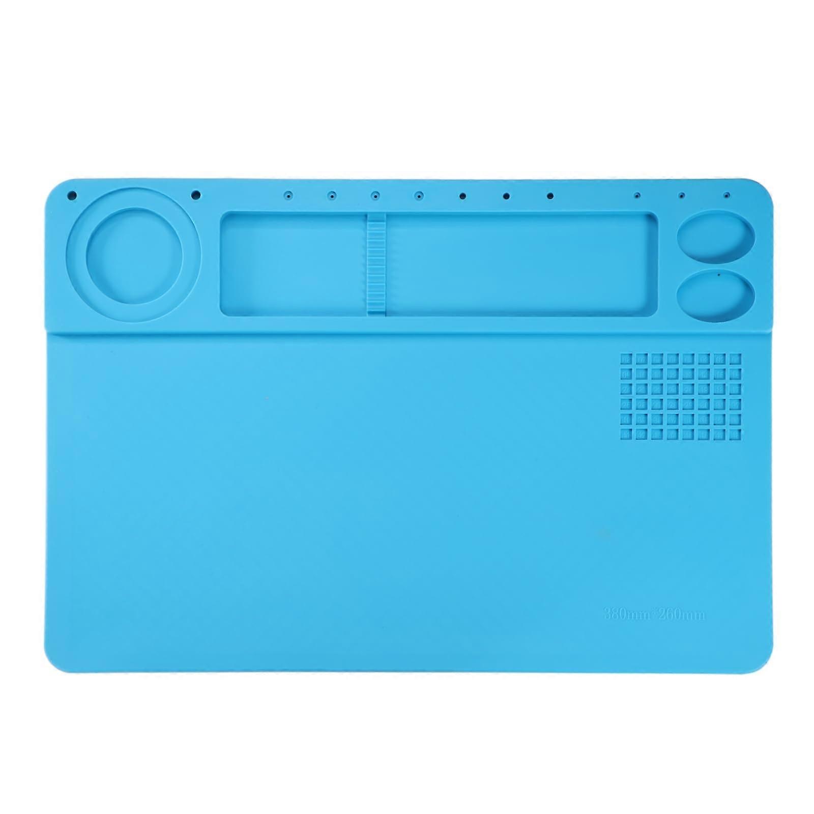 Silicone Soldering Mat 10.2'x10.2' Heat Resistant 500°C Non Slip for Electronics , Blue