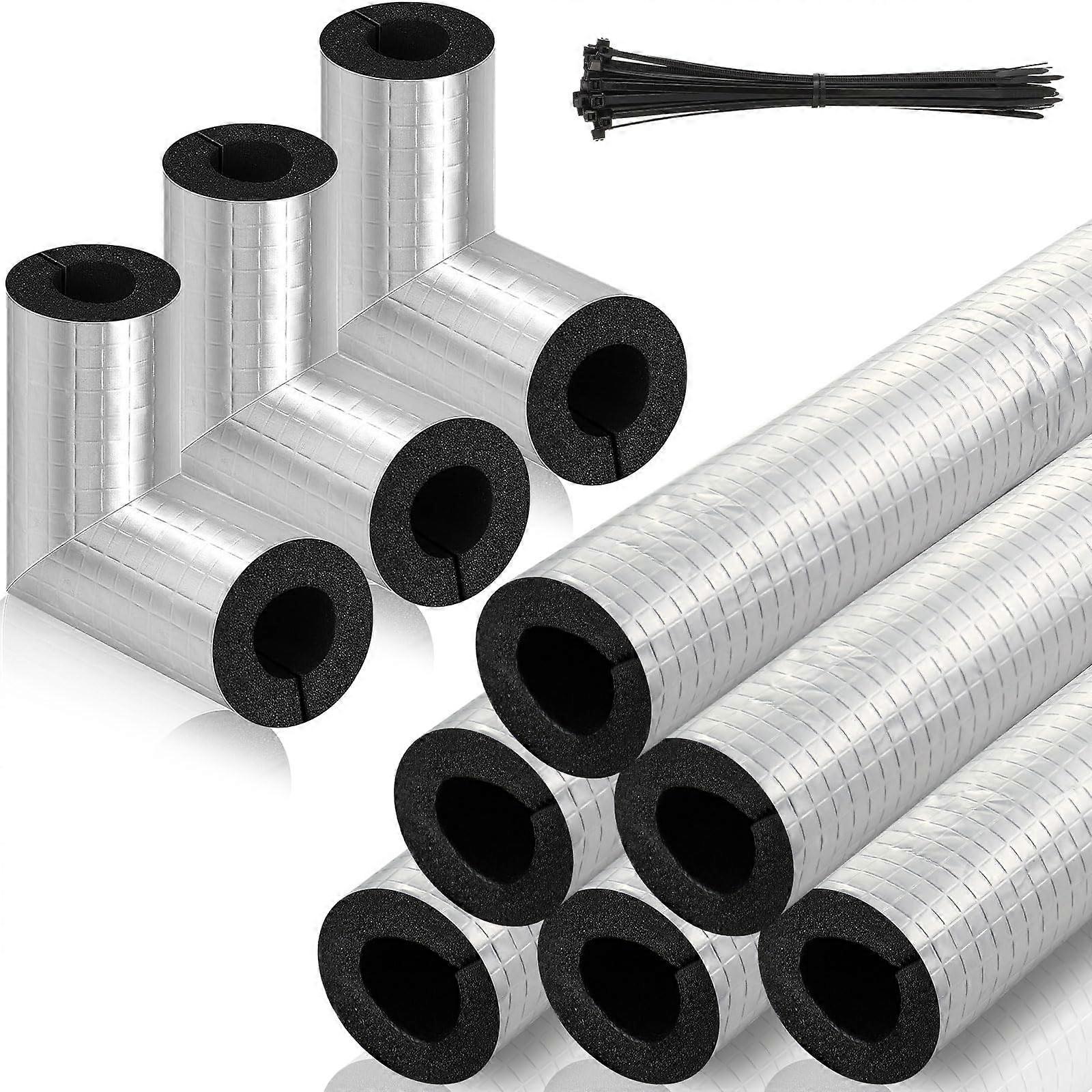 9 Pcs Pipe Insulation Kit 1 Inch Self Adhesive Foam Pipe Cover with Elbow Set Freeze Protection