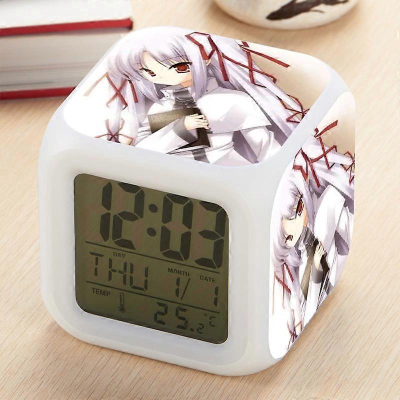 A colorful, color-changing, square LED alarm clock from the Japanese anime "Kannazuki no Miko".