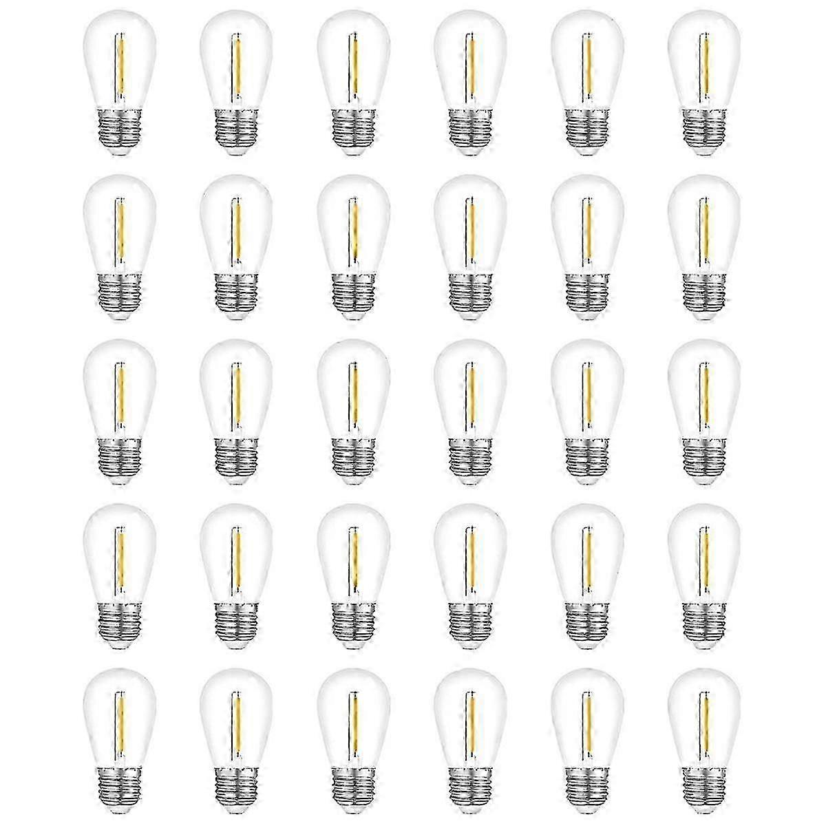 30-Pack Outdoor String Light Bulbs, Waterproof S14 Replacement Bulb, E26 Base Warm White