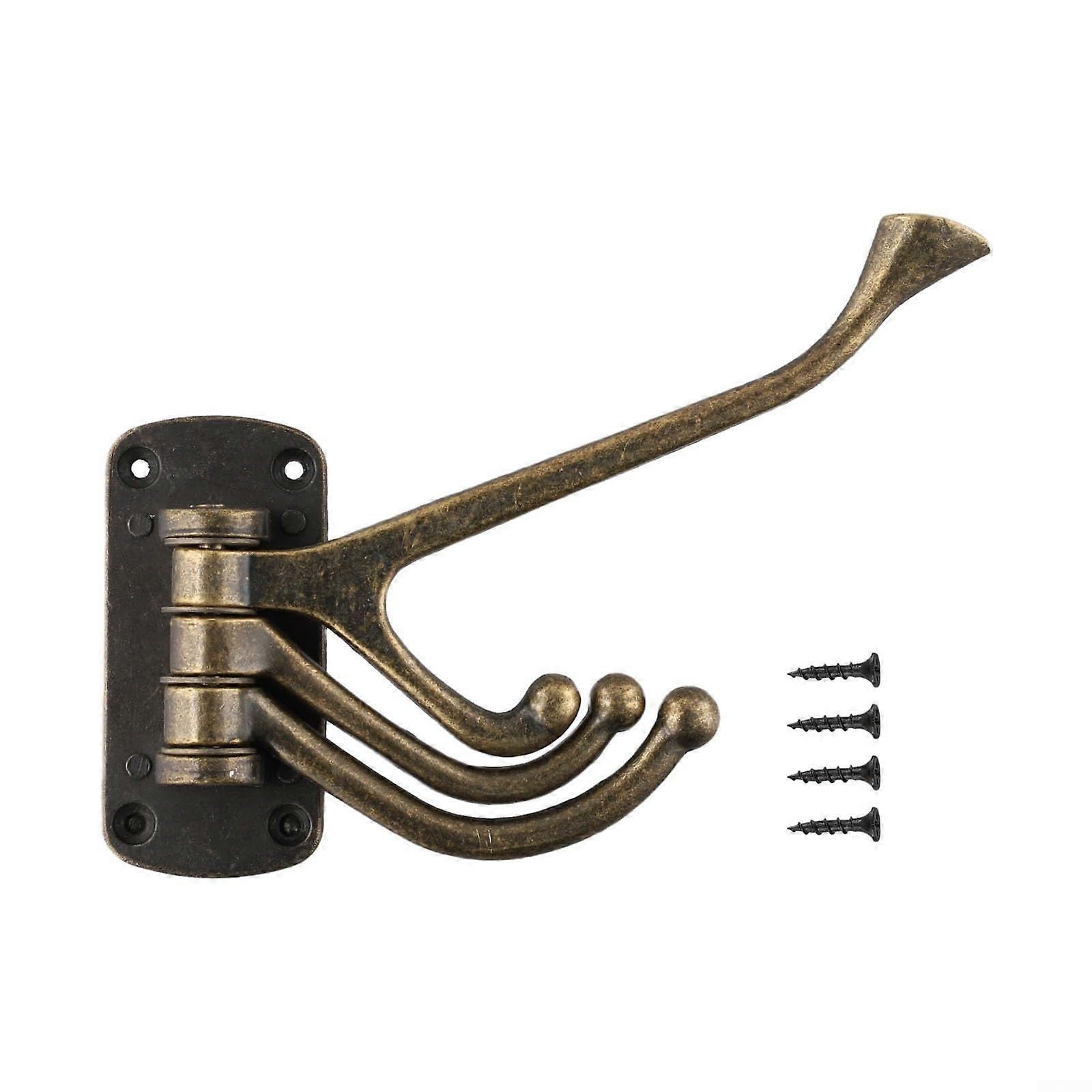Wall Mounted Coat Hook with 3 Swivel Folding Arms, Decorative Bronze Space Saving Towel Hanger
