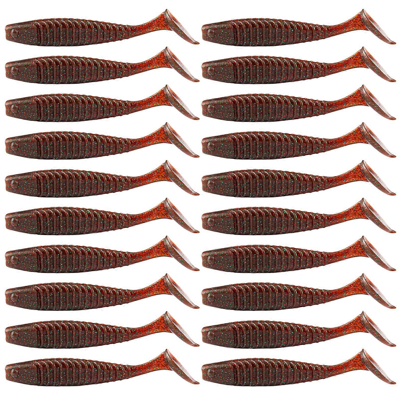 20Pcs Paddle Tail Swimbaits Crankbaits T Tail Soft Lures Wobbles Artificial Swimbaits for Freshwaters and Saltwater  65mm