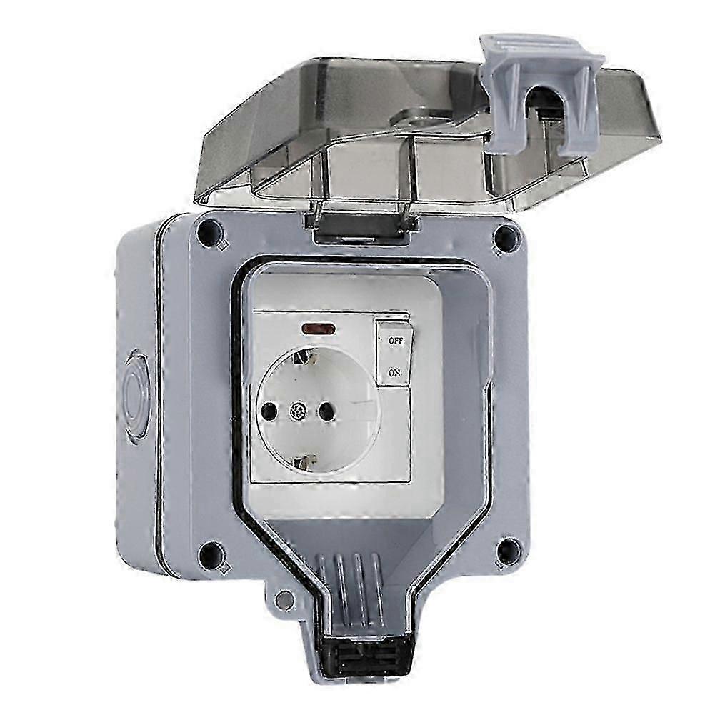 IP66 16A Rainproof Charging Socket Outdoor Socket Waterproof Box with Switch EU Plug