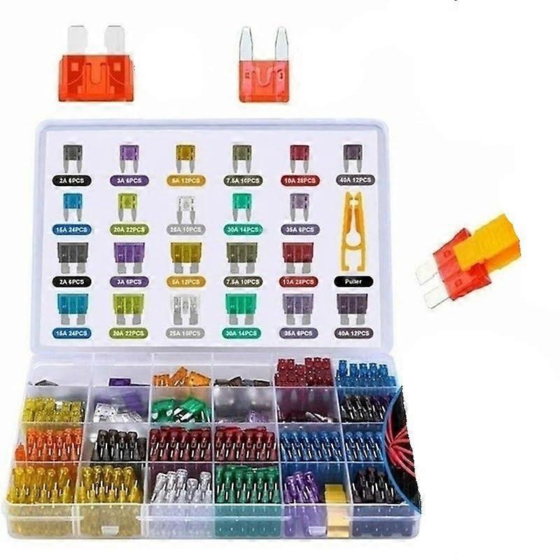 300 Piece Car Fuse Kit with Puller, ColorCoded Automotive Blade Fuses for Quick Replacement