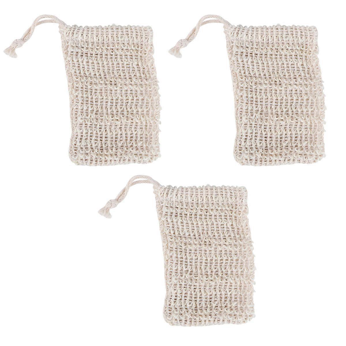 Sisal Foaming Net Soap Saver Bag for Holding Soap 3Pcs Multi
