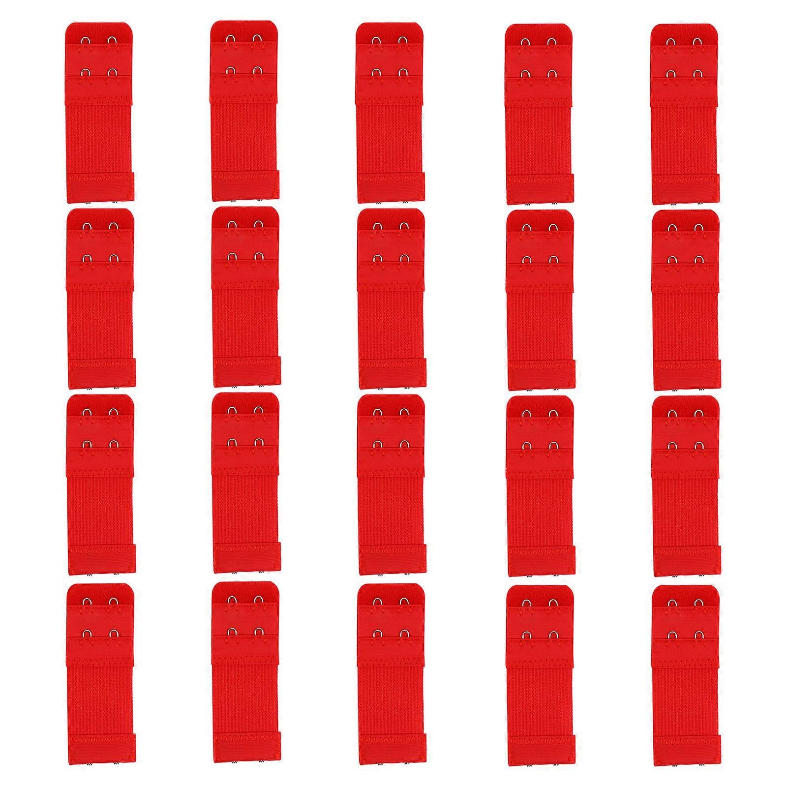 Elastic Bra Extender Buckle for Women with 2 Hooks 2 Rows Adjustable 20Pcs Red
