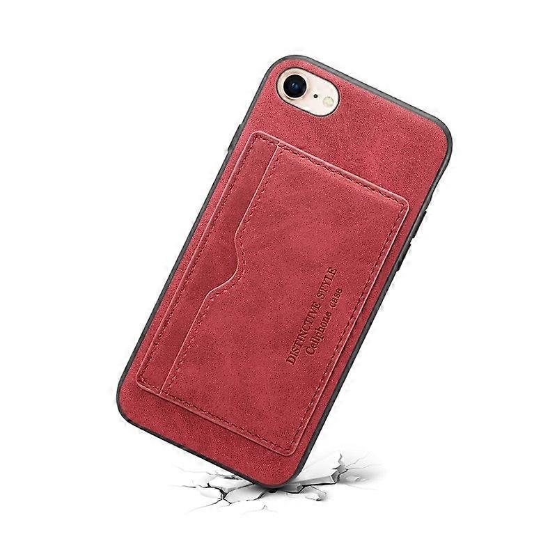 Case For Iphone 13 Mini Red Card Slot Leather No8341