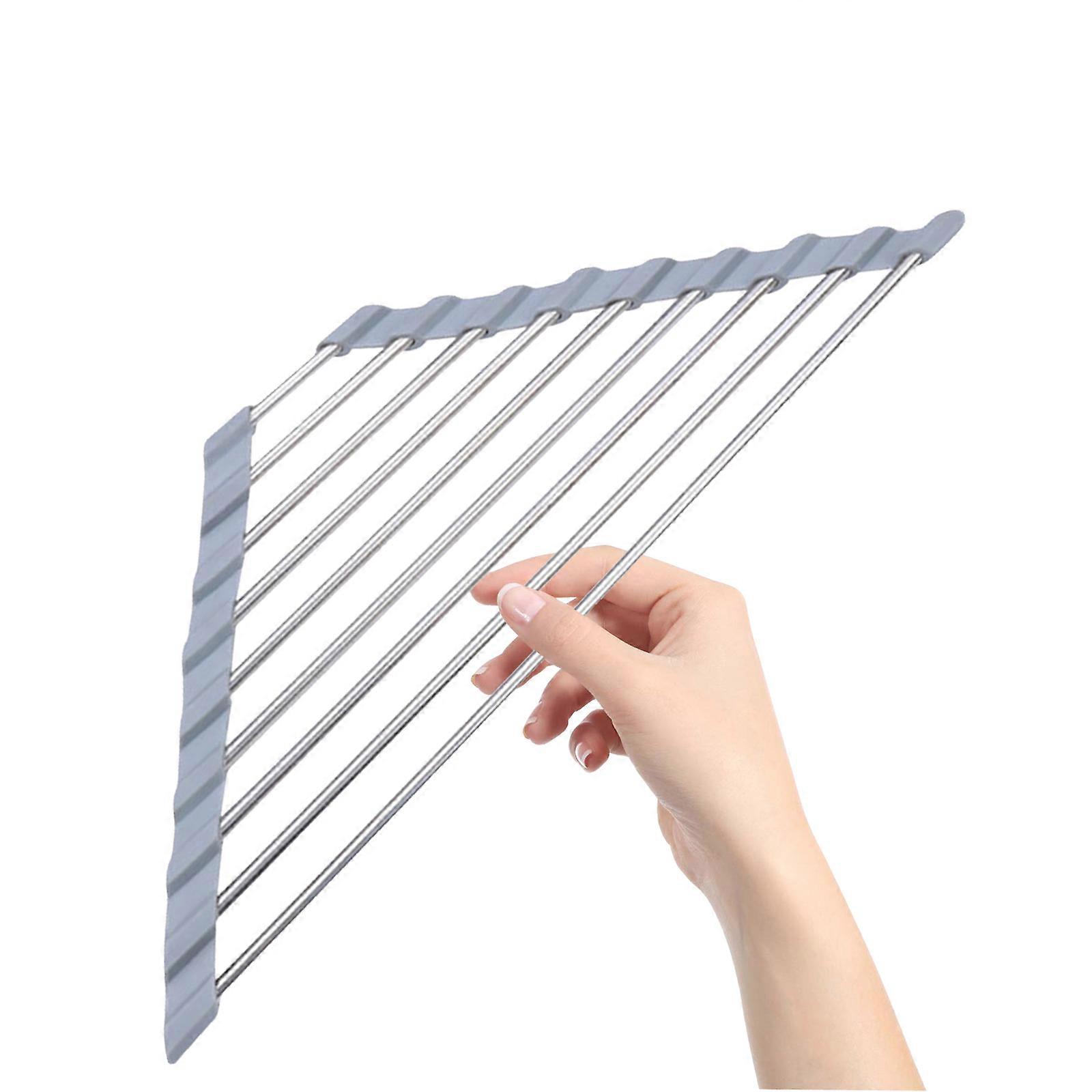 Triangular Stainless Steel Drain Rack for Kitchen Use Tableware 1Pcs