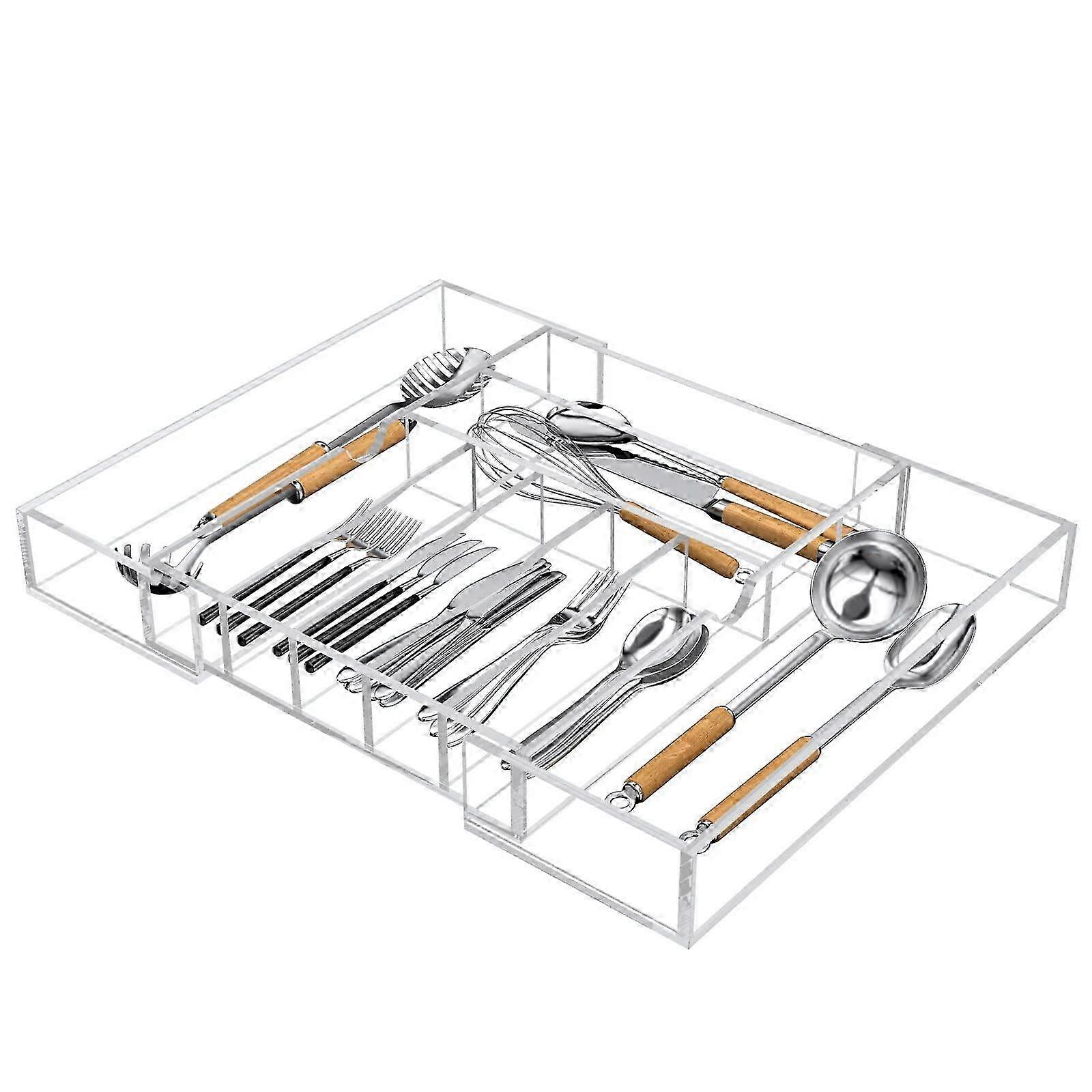 26-27 Clear acrylic expandable drawer organizer, 9 compartments