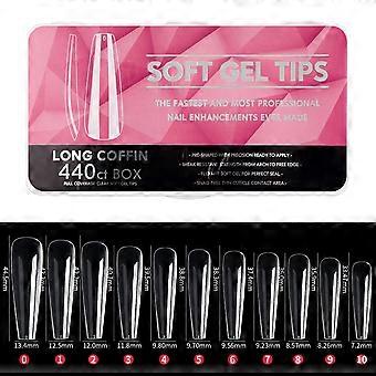 Soft Gel Nail Tips Clear Coffin Shape Full Cover Preshaped Ultrathin Nail Extensions 440pcs