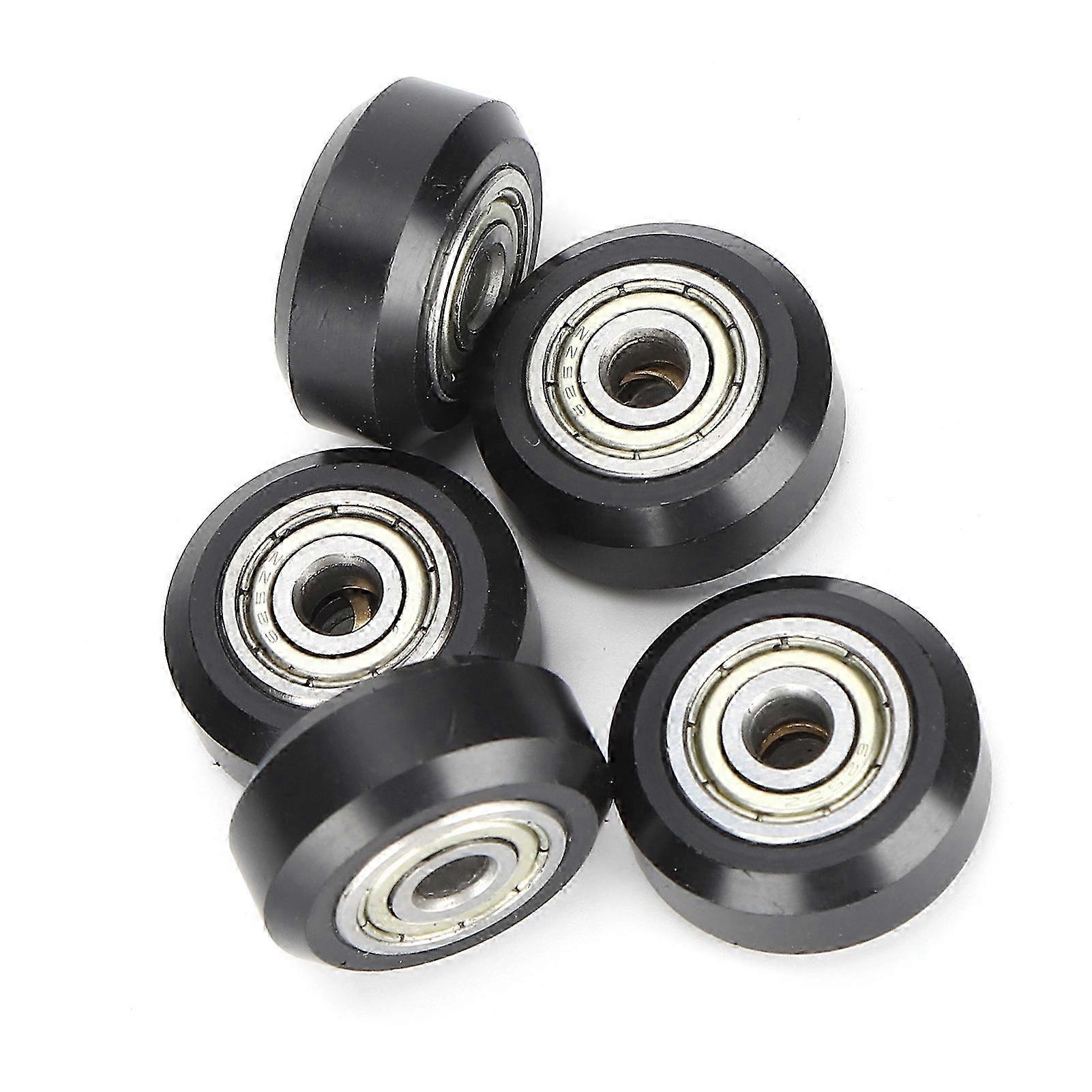 5Pcs POM Pulleys 625zz Bearing Passive Round Wheels Rollers Compatible for 3D PrinterBlack