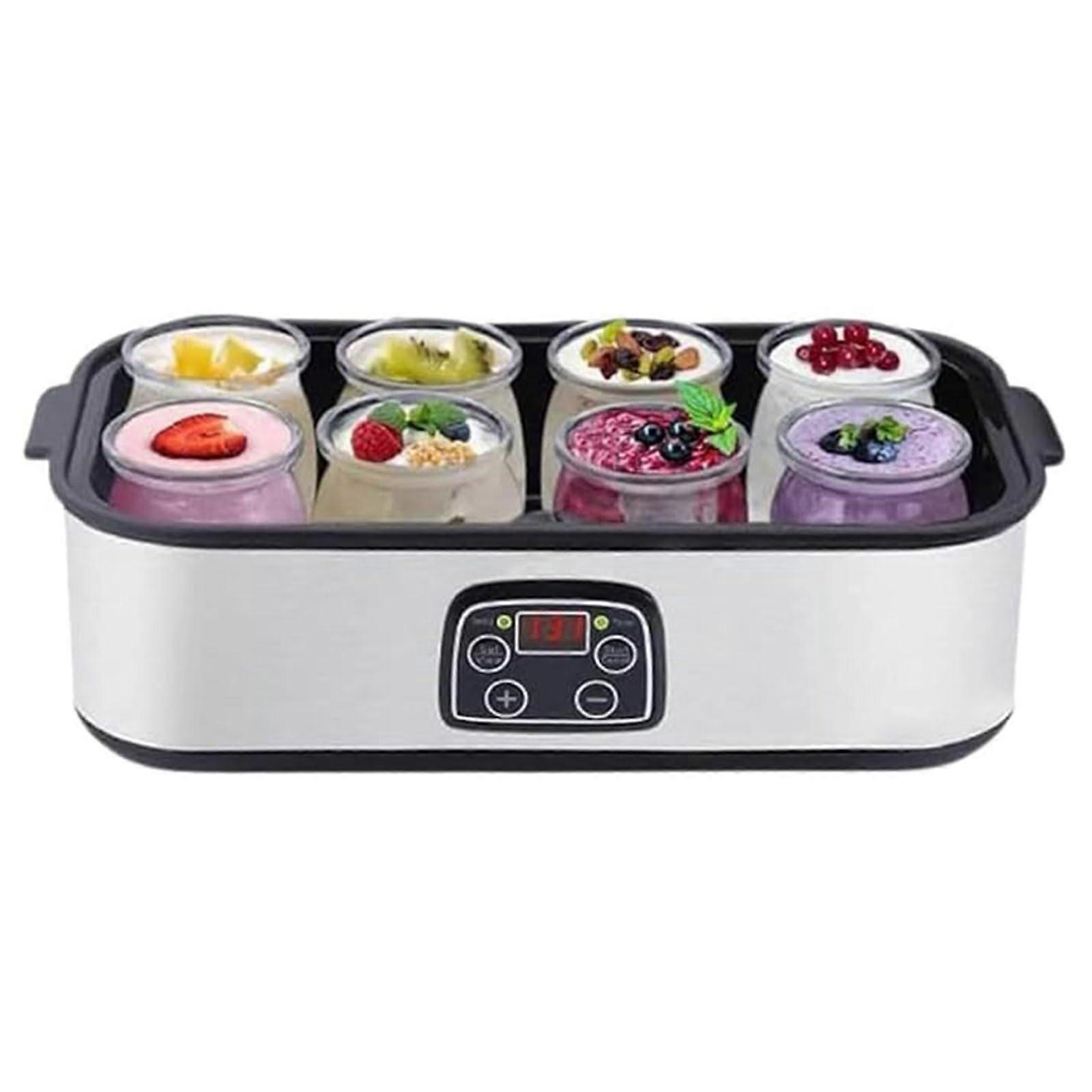 Electric Yogurt Maker with 8 Glass Jars, 1400ml, Adjustable Temperature and 48Hour Timer, Grey