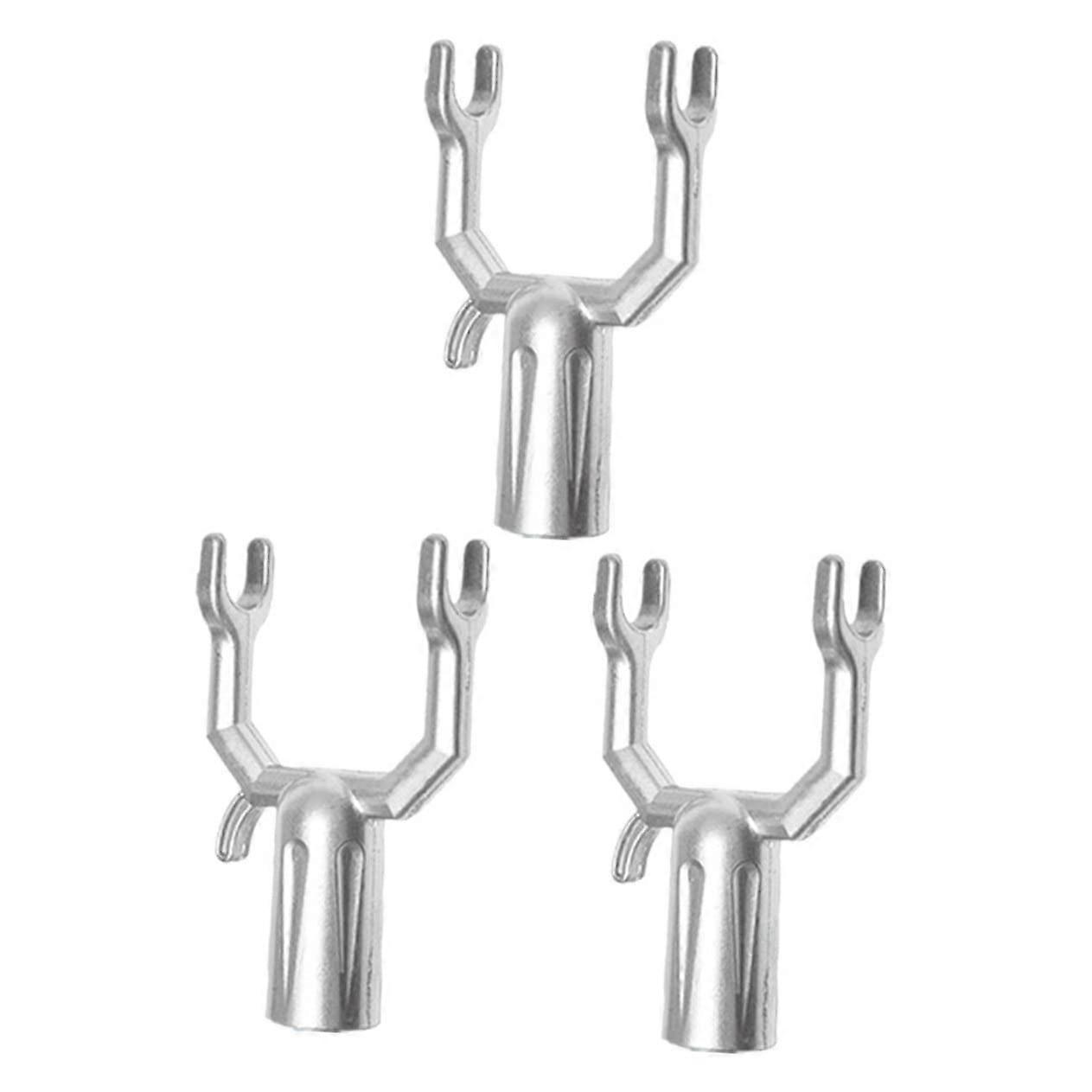 3pcs Clothes Drying Pole Fork Heads Replacement Aluminum Alloy Hooks for Easy Clothes Retrieval