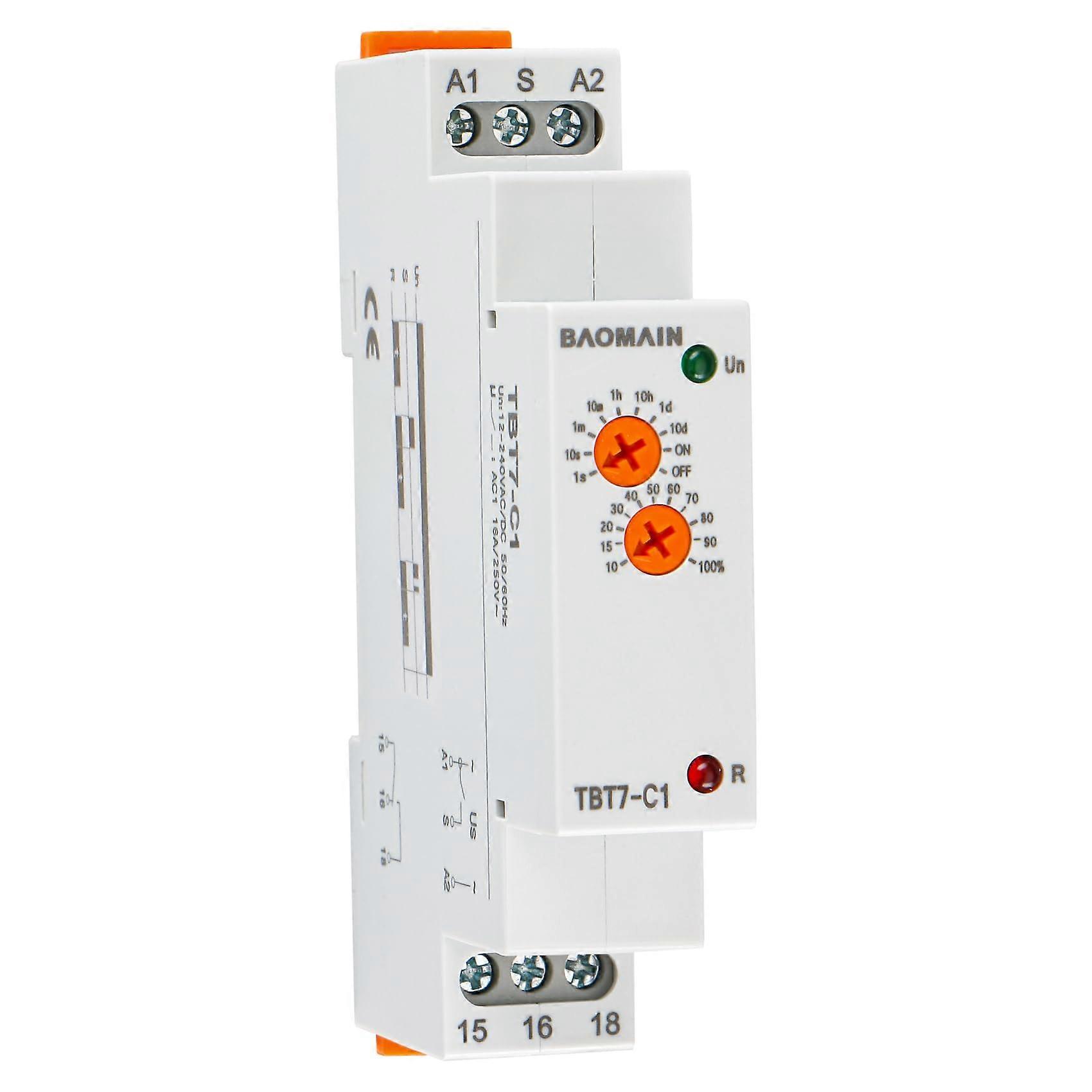 MultiFunction DIN Rail Timer Relay 16A SPDT Delay Off Wide Voltage 12240V Extended Timing