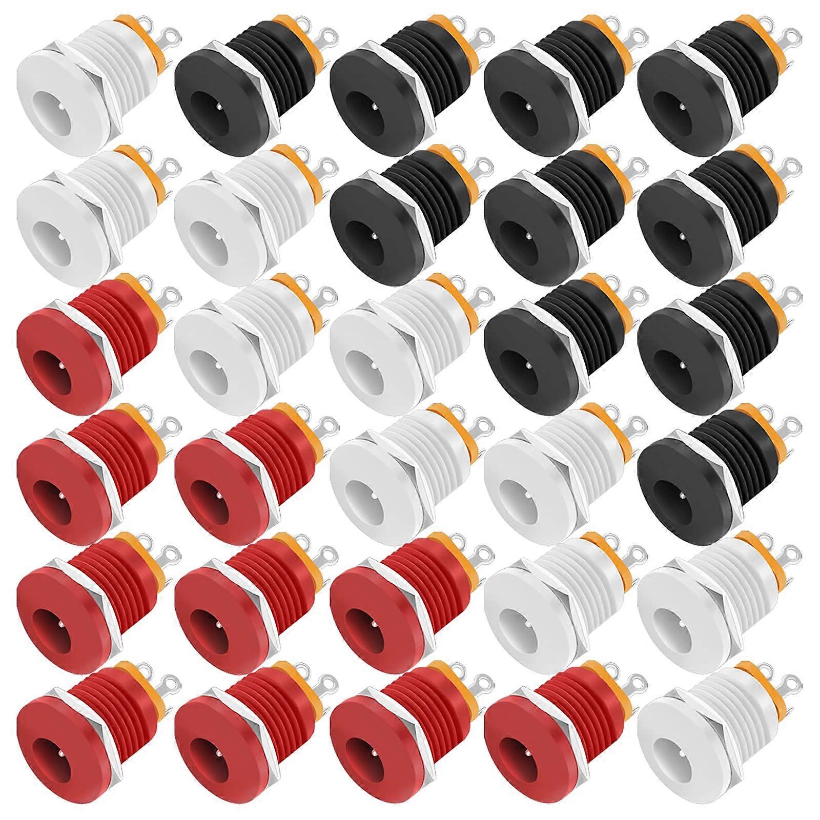 30 Pack 5.5x2.1mm Panel Mount DC Power Jack with Secure 3Pin Connection for Wide Voltage Use