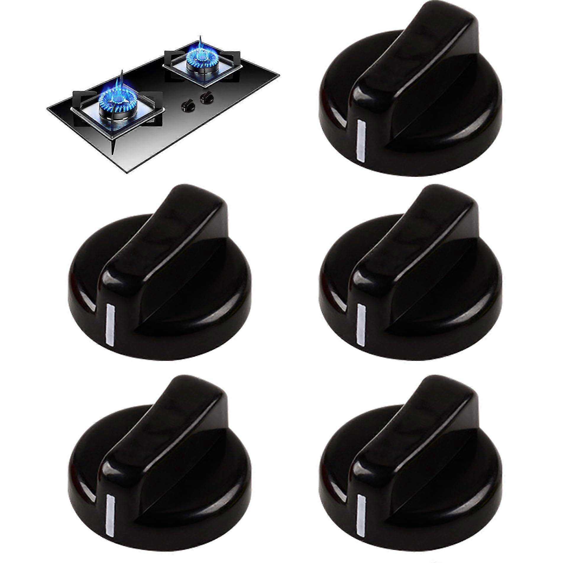 Stove Replacement Knobs Set of 5, Universal 8mm Black Heat Resistant Gas Cooker Knobs for Kitchen