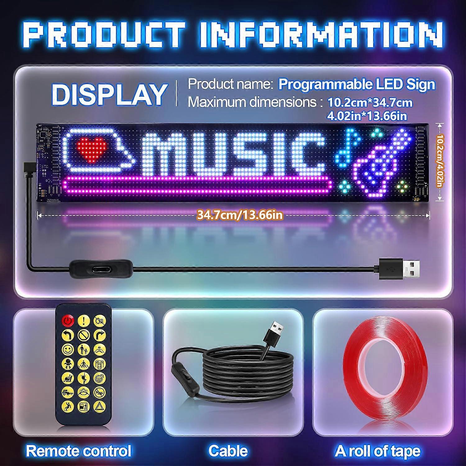 Programmable Led Sign Scrolling Message Shop Signs Flexible Digital Display Matrix Panel DIY Custom Text Graffiti Animation