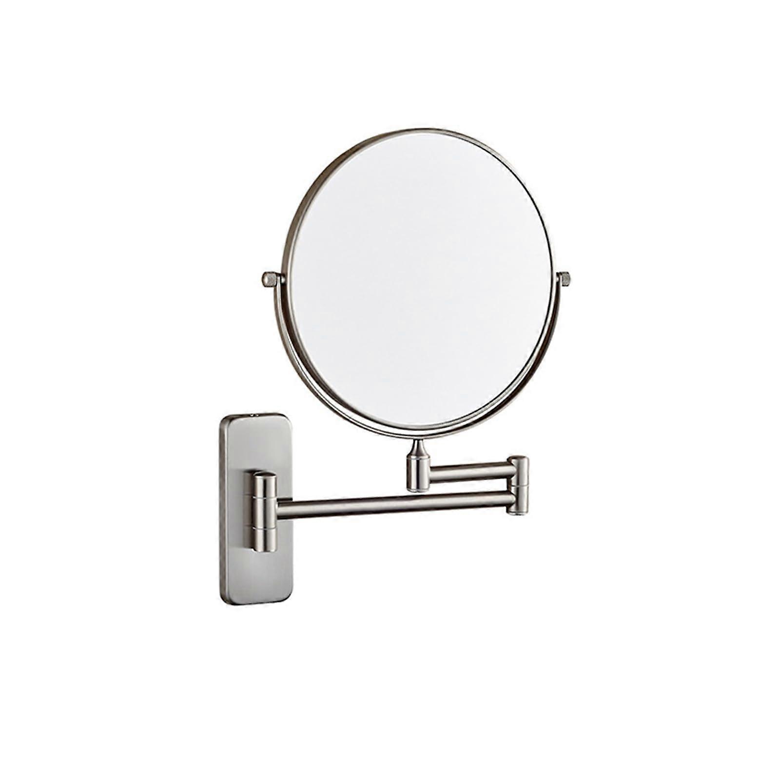 Wall Mounted Double Sided Makeup Mirror 3X Magnification 8 Inch Adjustable Arm Brushed Nickel