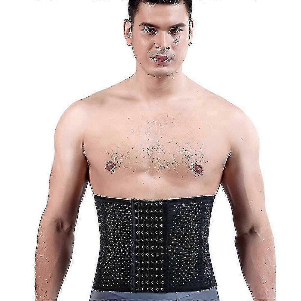 Hook-and-eye men's trainer for waist slimming