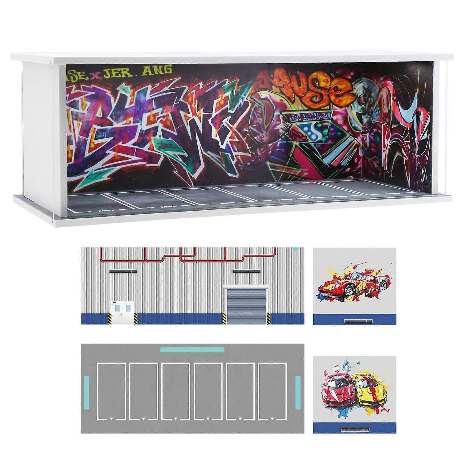 1/64 Scale Diecast Car Display Case with LED Lights, Stackable Garage Acrylic Cover for Hot Wheels