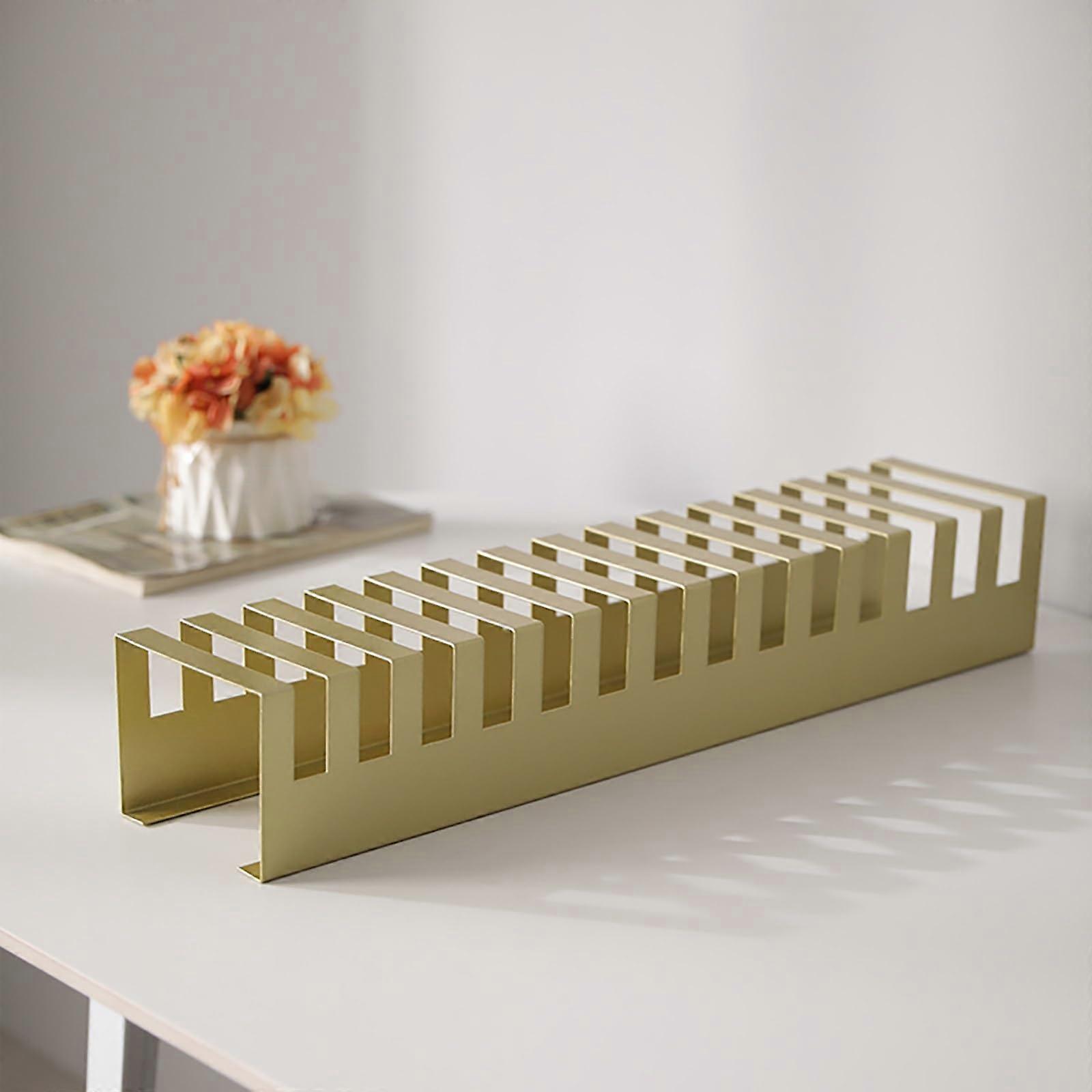 Tile Display Stand Gold Metal Vertical Rack with Stable Base Holds 14 Floor Tile Samples