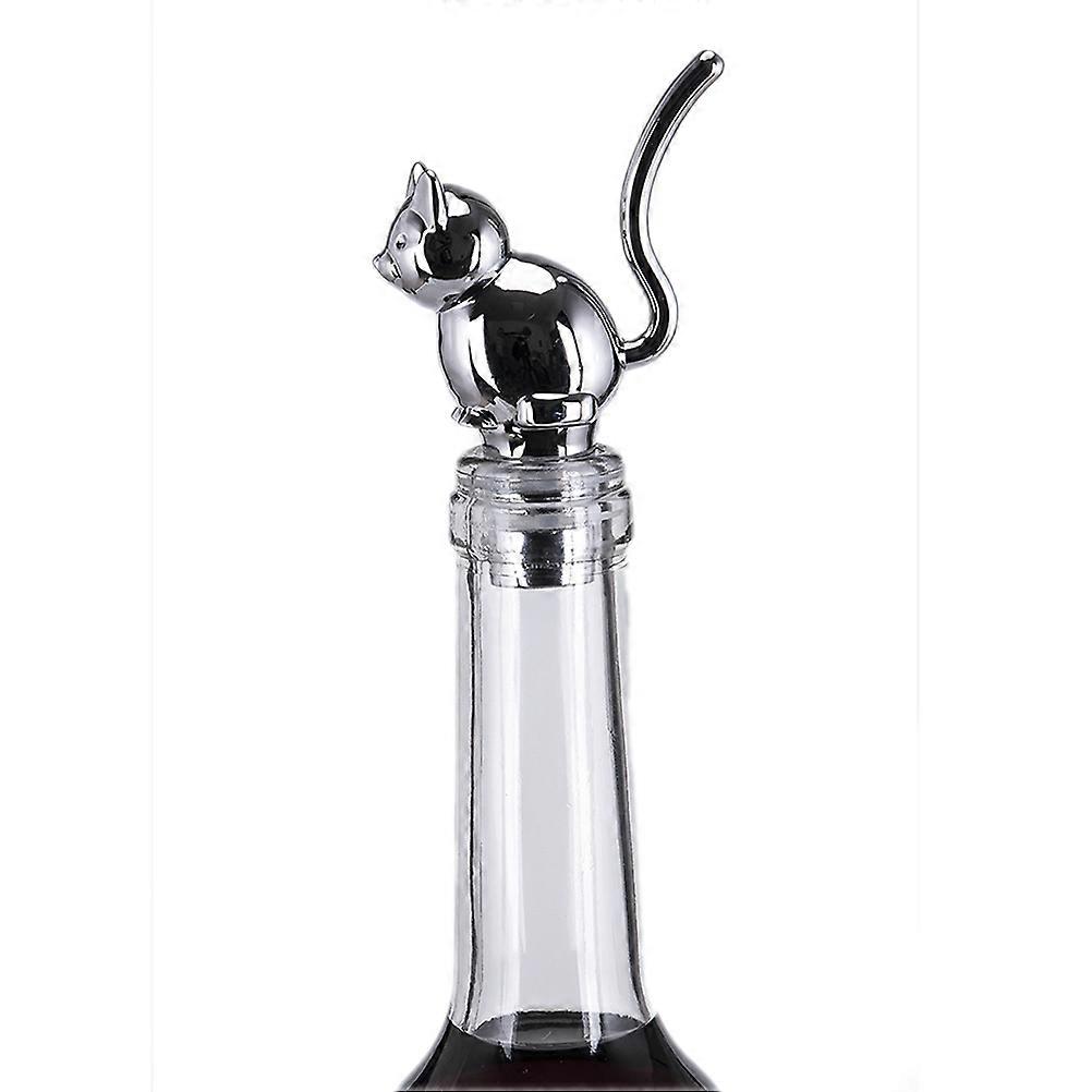 Stoppers Cat for Sealing Use Silver Alloy Decorative