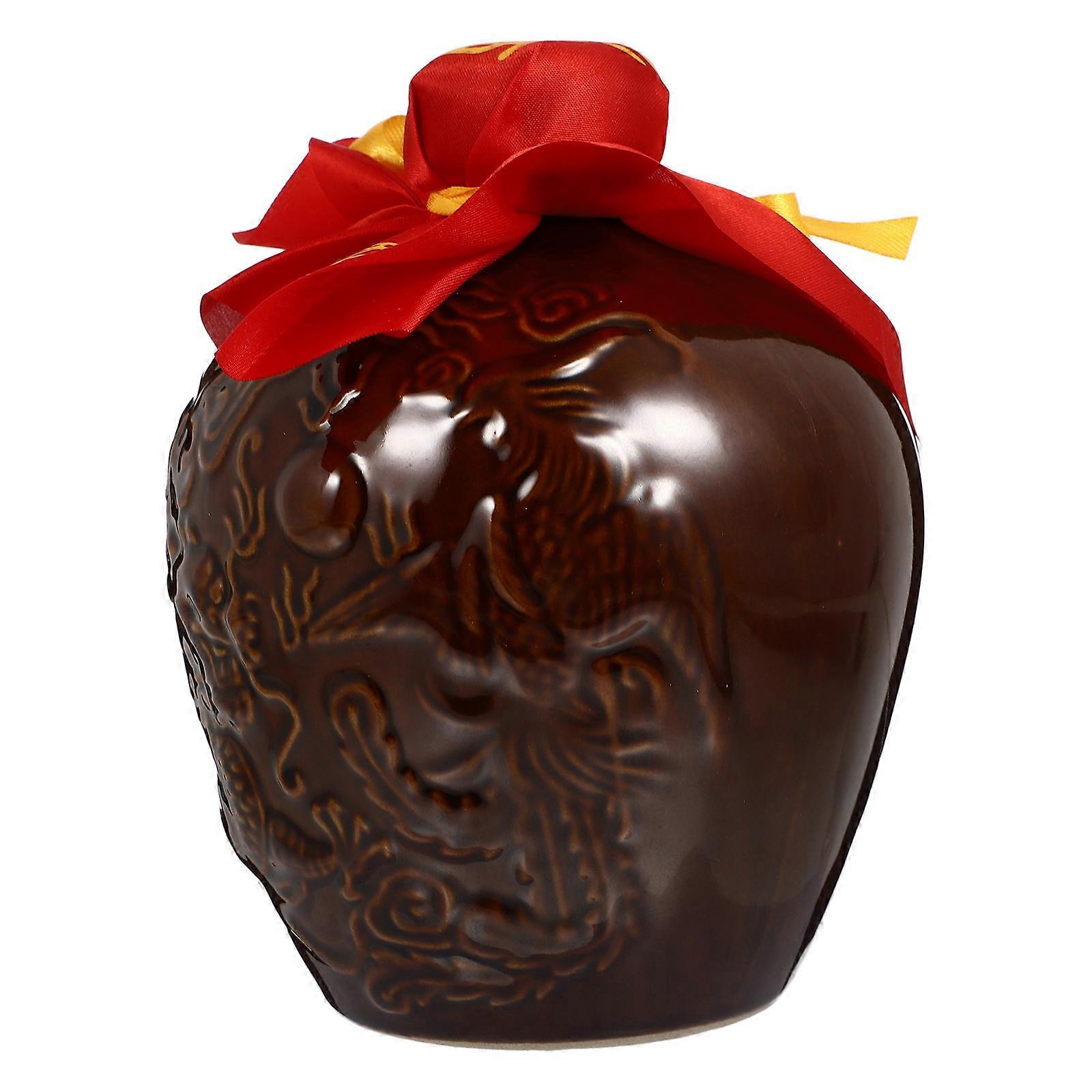 Vintage Ceramic Wine Container for Drink Storage 1Set Brown Sealed Jar