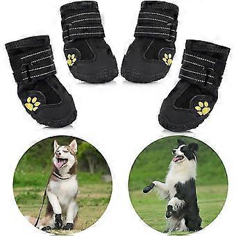 Bottes pour Chien de Protection, Lot de 4 tanche Chaussures de Chien pour Chiens de Taille Moyenne et Grande - Noir