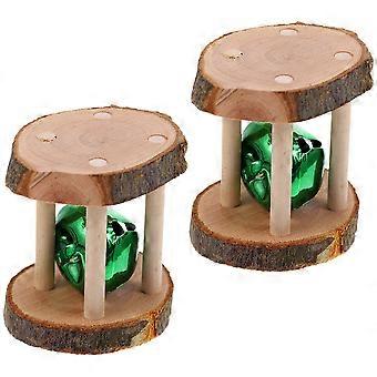 2pcs Hamster Kaninchen Kauspielzeug Haustier Holzspielzeug Holz Zähne Knirschen Spielzeug mit Glocke