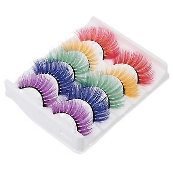 5Pairs Bunte Gefälschte Wimpern Kreative Halloween Wimpern Cosplay Wimpern