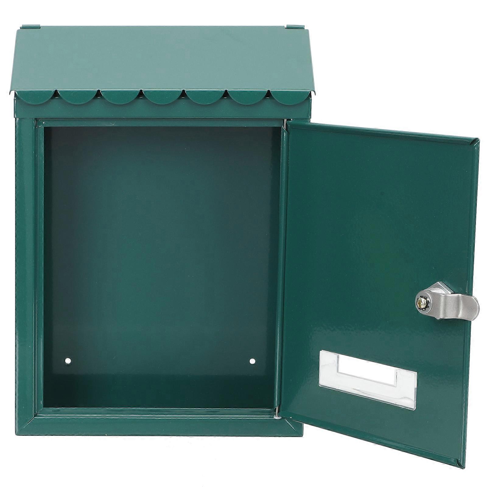 Green Wall Mount Mailbox for Storage Use Metal Lockable Post Box