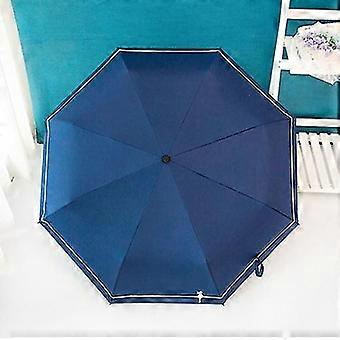Women's Waterproof Anti-UV 3-Fold Umbrella, Manual/Automatic Open, 97x60cm, Black