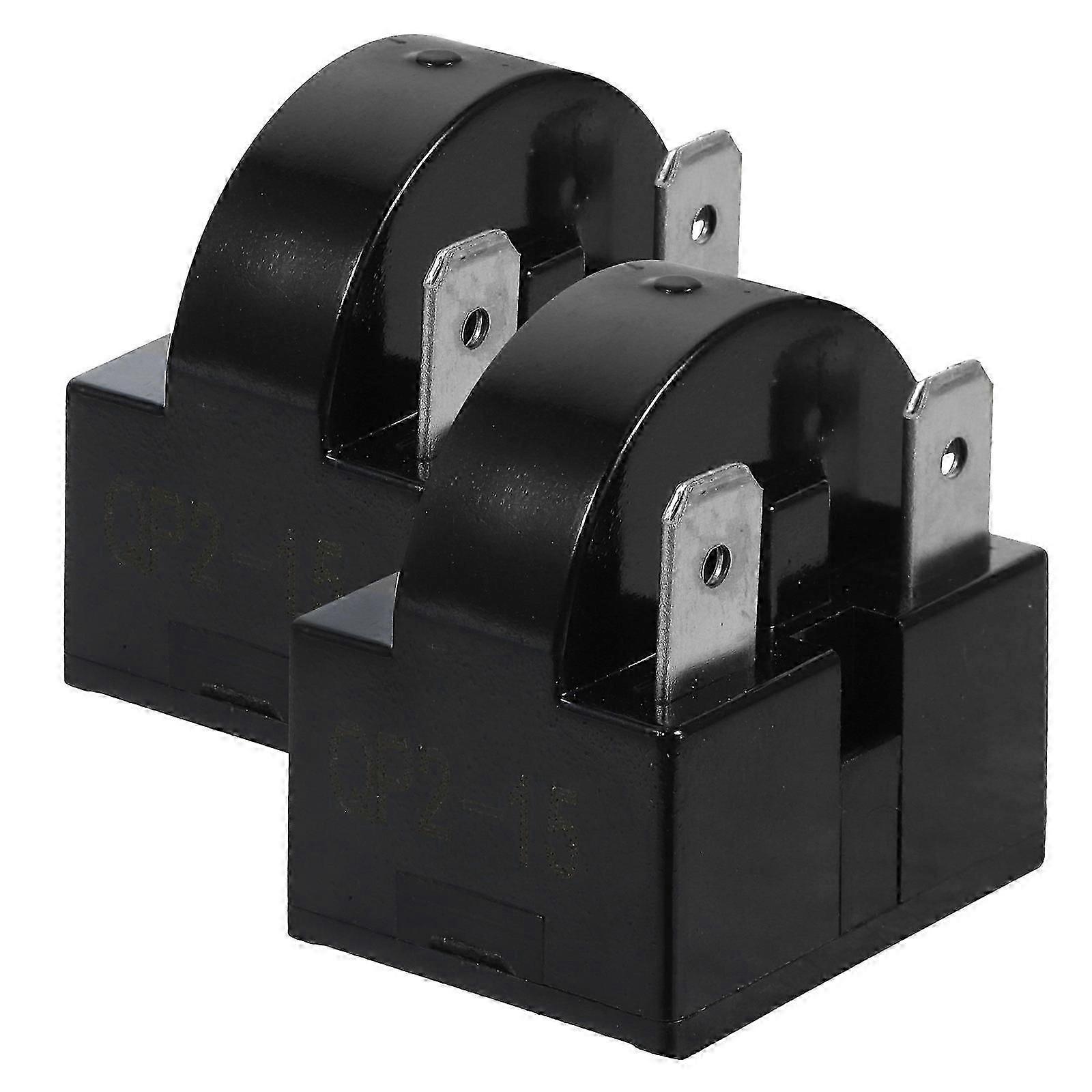Ptc Starter Refrigerator Overload Protector for Compressor 2Pcs Black Set