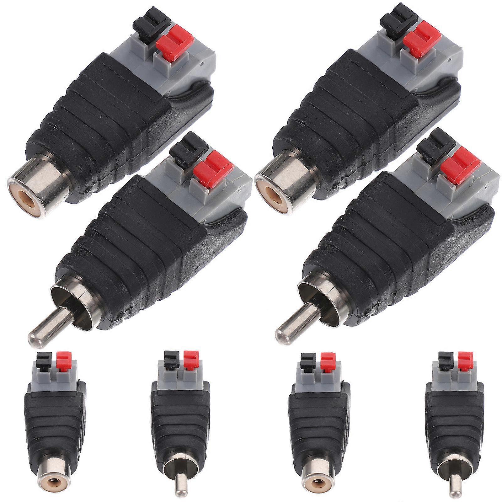 8pcs Cable De Altavoz A Adaptador Rca Conector Rca Conector Conector De Cable A Cable