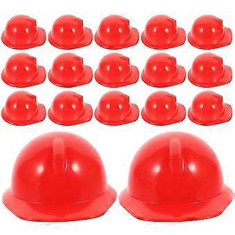 Miniatura de capacete de construção de plástico para decoração, 20 peças, vermelho, acessórios para bonecas.
