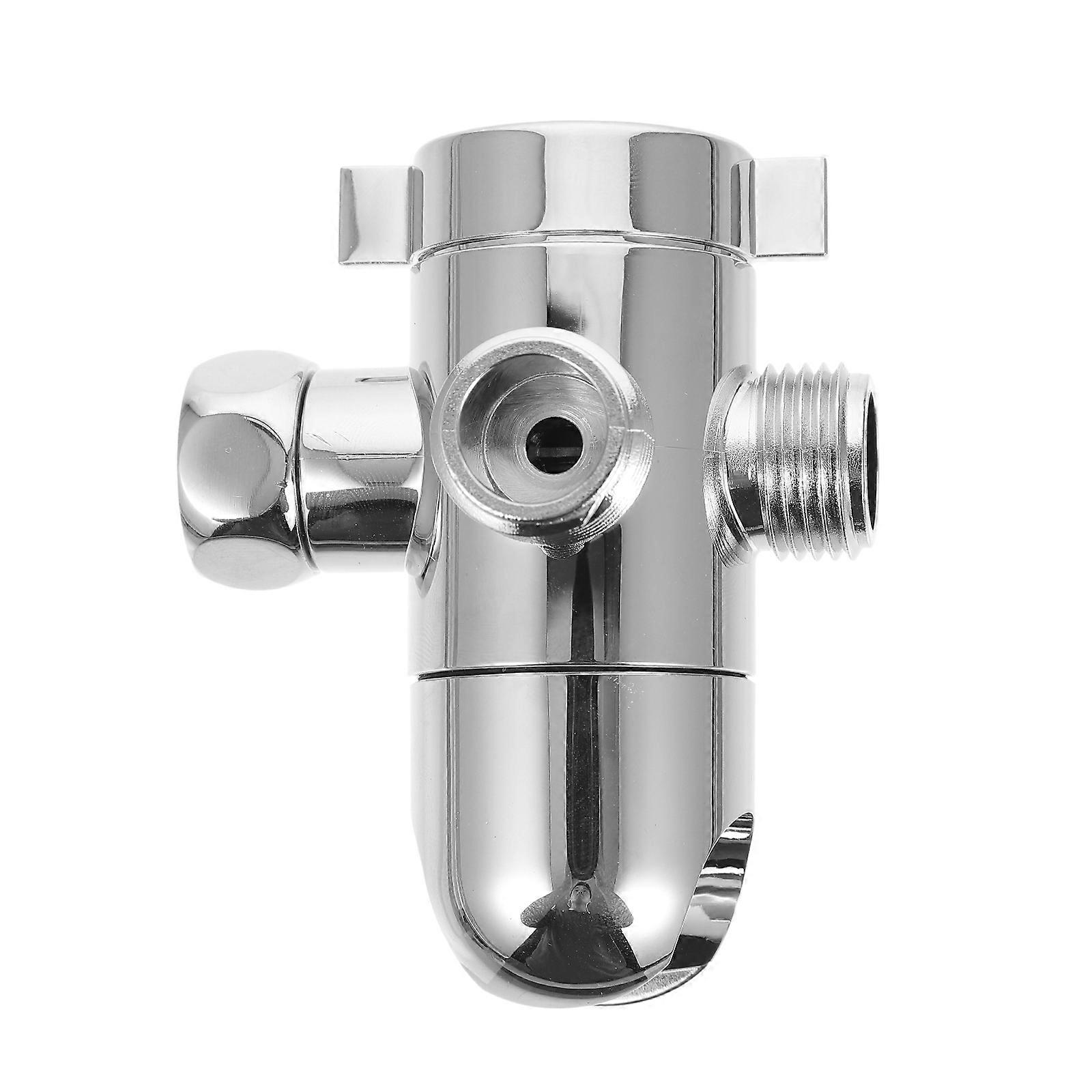 1Pc Practical Bathroom Three-way Socket Water Divider Adapter (Silver)