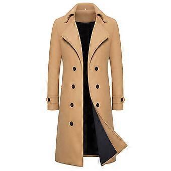 [M-5XL] Abrigo largo de lana cruzado ajustado para hombre, estilo gabardina, para invierno.