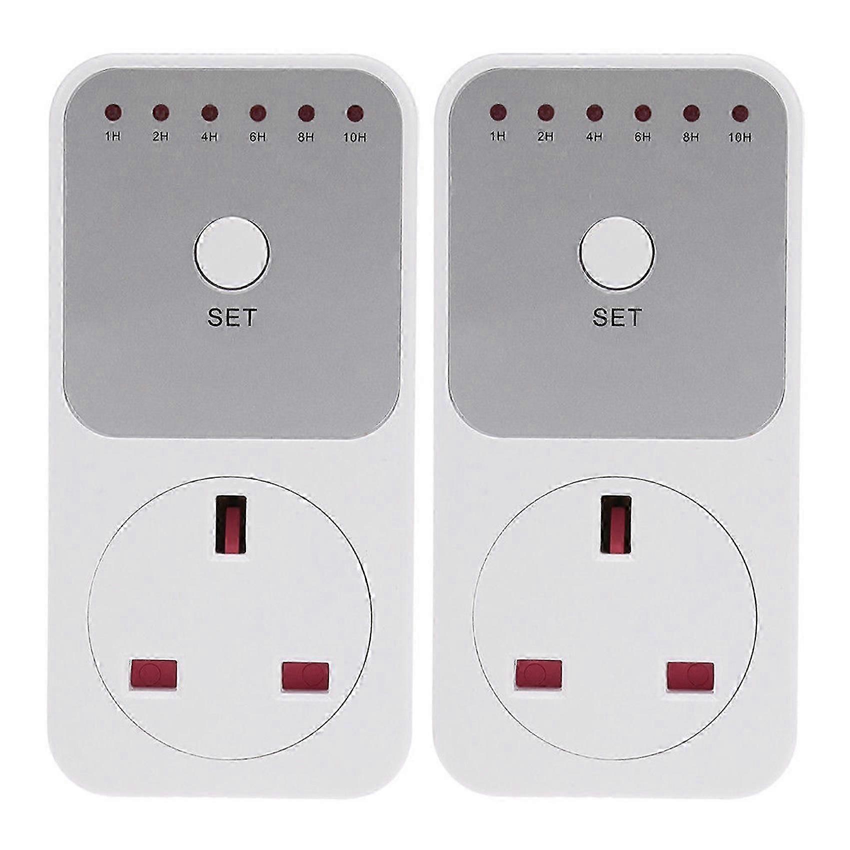 Countdown Timer Switch Plug-In Socket, Auto Shut Off, 6 Timer Settings, Energy Saving, Anti-Theft, 2 Pack, UK Plug
