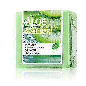 Handmade Aloe Vera Soap Bar with Hyaluronic Acid and Collagen, Moisturizing and Cleansing Natural Essential Oil Soap for Face and Body