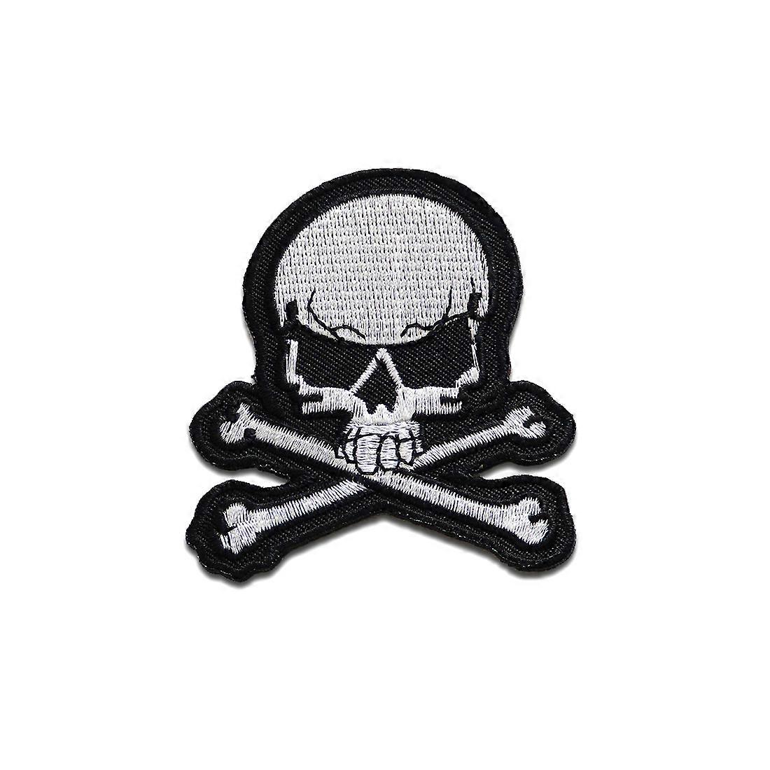 Patch / Iron-on patch - Skull Biker Skeleton - white - 7 x 8 cm - patch patch
