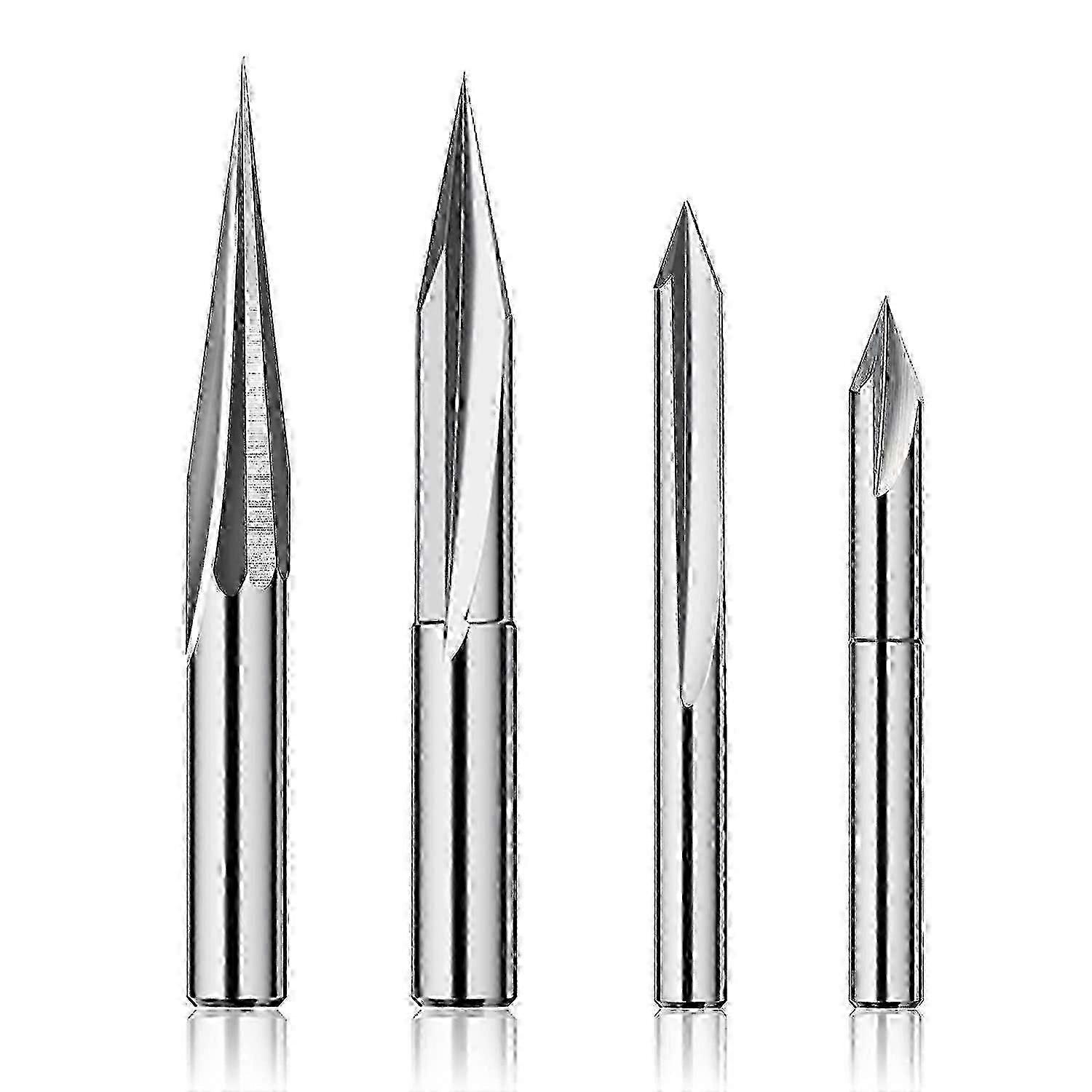 1/4" router bit set for wood carving, 6mm & 4mm V-groove and profile bits, tungsten steel