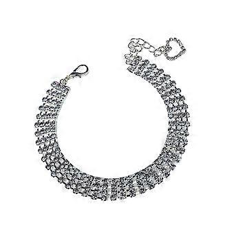 Halsketting met kristallen hartjes voor huisdieren, decoratieve halsband met 4 rijen.