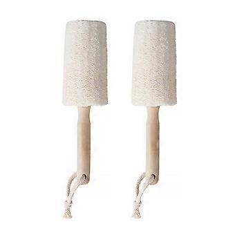Wooden Handle Loofah Bath Body Brush for Exfoliating Use 2Pcs Set