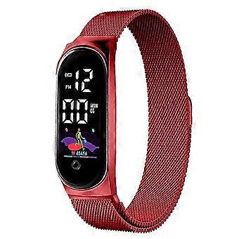 Women Water-proof Watch Luxury Watch Milanese Stainless Steel LED Electronic Watch Magnetic Buckle L [XR]