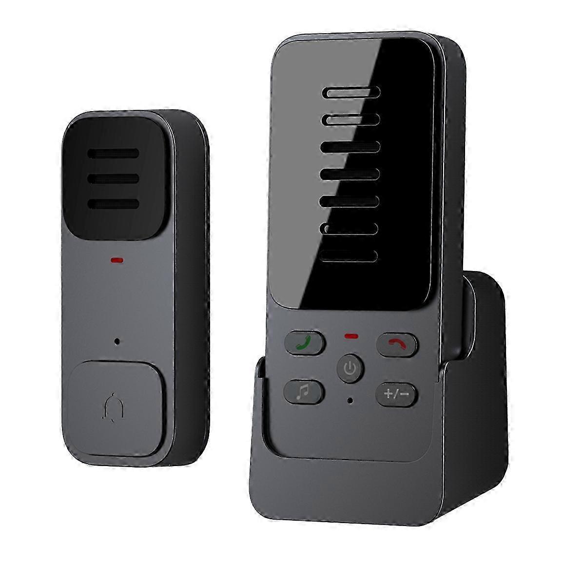Wireless intercom doorbell, two-way audio, 6 ringtones, for elderly.