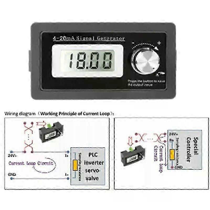 2-wire 4-20mA current signal generator, panel-mounted current loop generator, 4-20mA simulator, high precision.